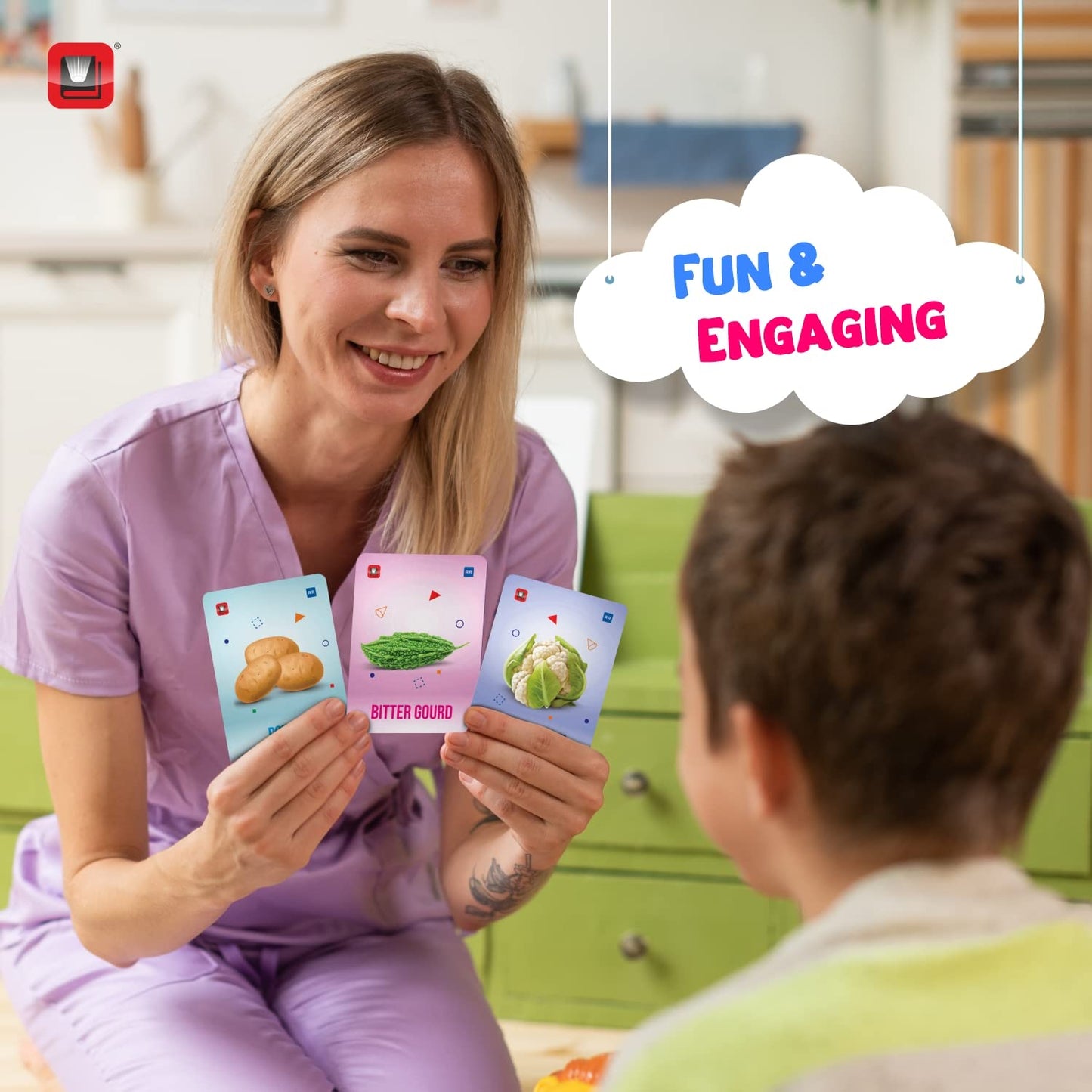 HoloKitab Augmented Reality Vegetable Flashcards Kit: 20 Laminated Cards with Real Illustrations | Ideal for Kindergarten