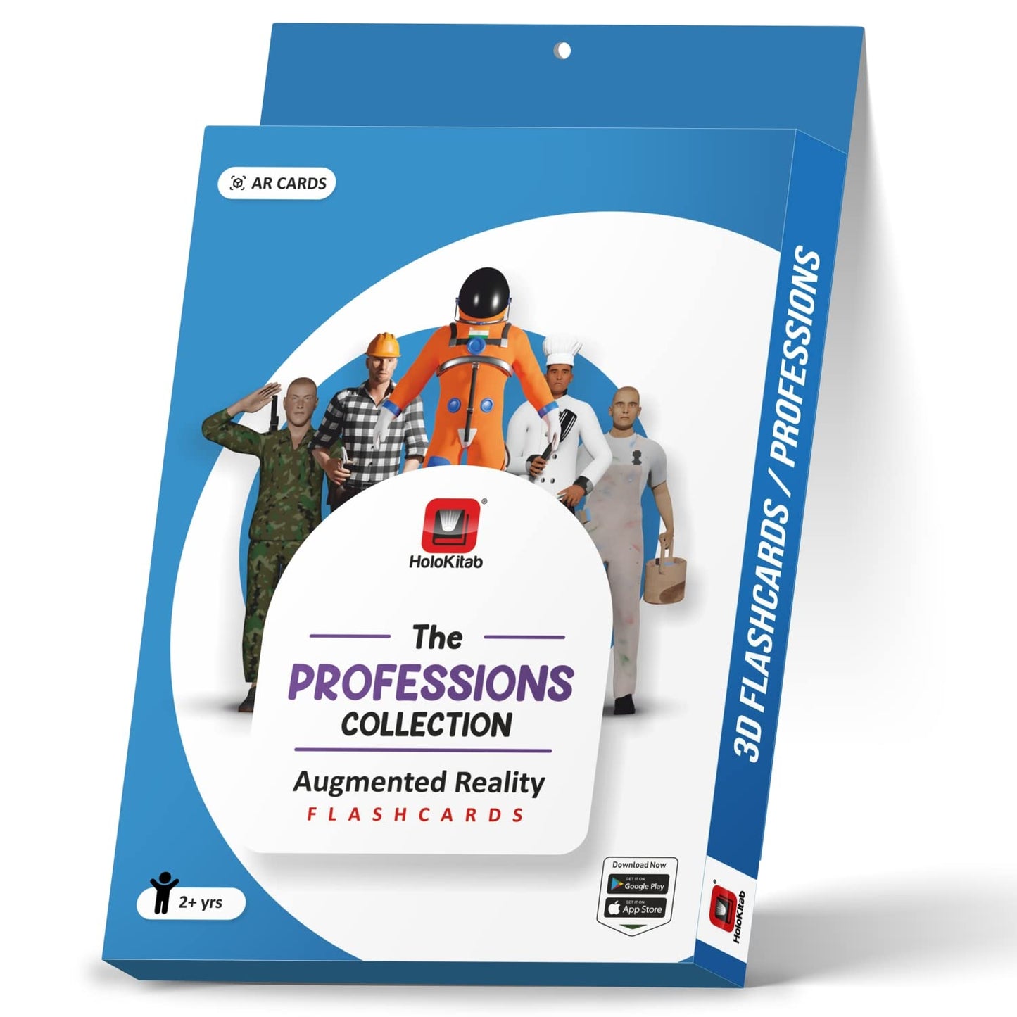 HoloKitab Augmented Reality Professions Flashcards Kit: 23 Laminated Cards with Real Illustrations | Engaging Early Learning for Kindergarten