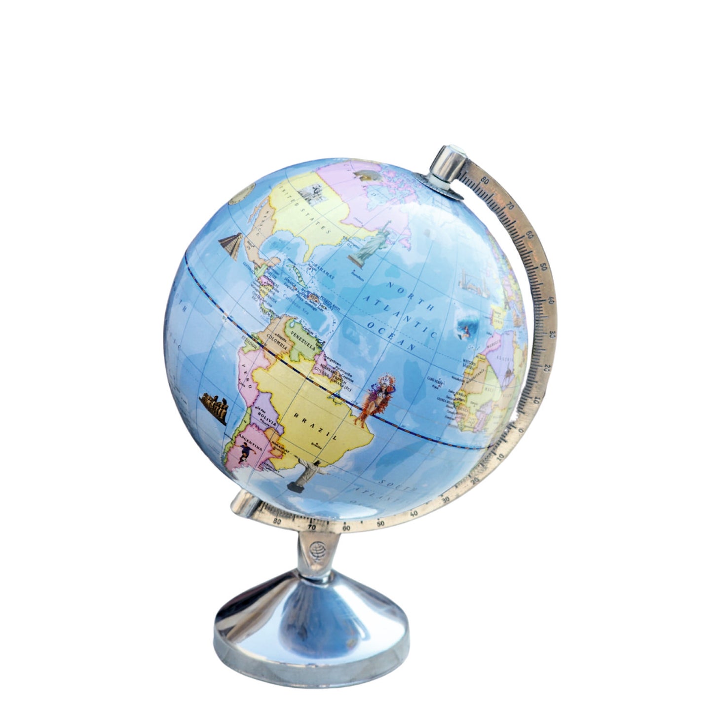 Excel Globe Educational Interactive 3D Smart Learning Globe (8 Inches) | Laminated, Heavy aluminium Arc & Base | FREE Augmented Reality App by Holokitab | Home & Office Décor, Study Table, World Map Wall Décor