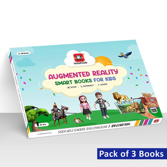 HoloKitab Gift Combo of 3 Books of Interactive Augmented Reality 3D Alphabets + 3D Counting (1-100 Numbers) + 3D Nursery Rhymes for Kids 2-6 Years